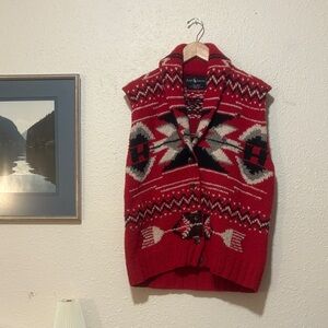 Vintage Ralph LaurenRed Geometric Women's Sweater Vest